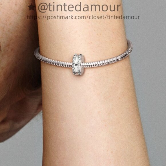 Pandora Double Lined Pavé Clip Charm|Pendant - Picture 2 of 2